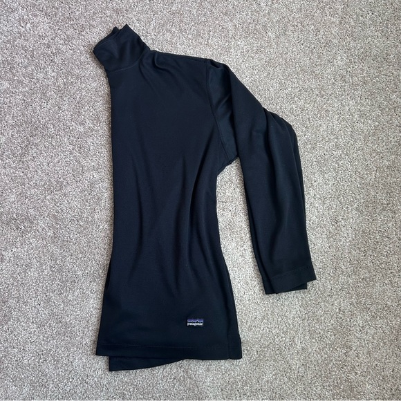 Vintage Patagonia Capilene Mock Neck Base Layer Shirt Black Men's Large USA Made - Picture 7 of 7